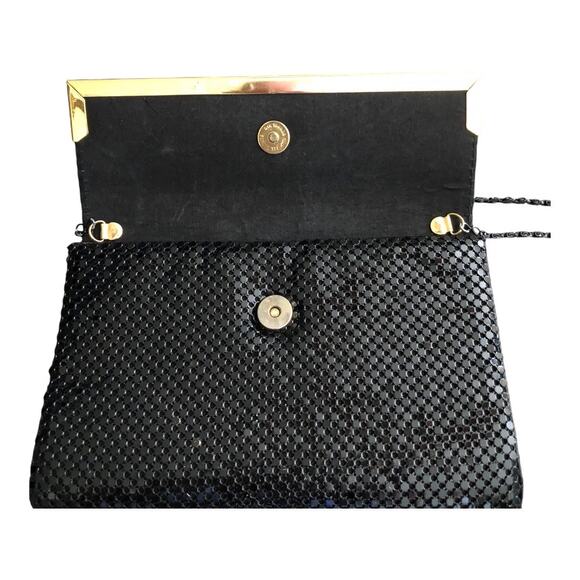 Vintage Bold Eye Catching Black Metallic With Gold Hardware Shoulder Bag - Picture 6 of 13